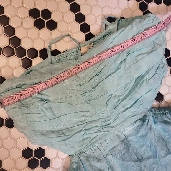 Anthropologie Let Me Be Cutout Tiered Dress Light Teal Large - Picture 5 of 7